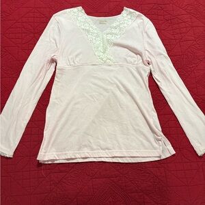 Bobbie Brooks Light Pink Lace Long Sleeve Babydoll top